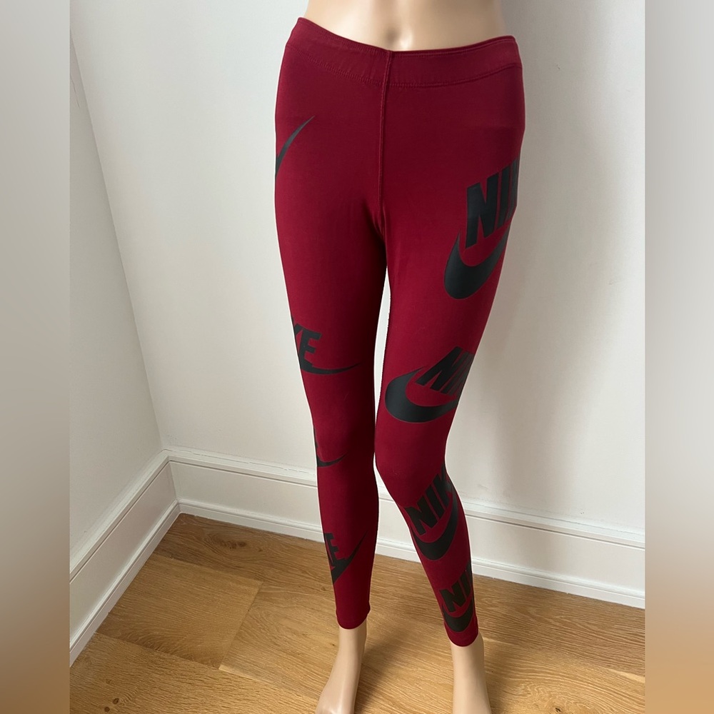 Nike Burgundy Leggings with Black Accents